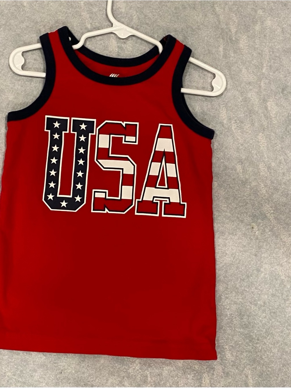 Sporto Red USA Tank Top with Navy Trim